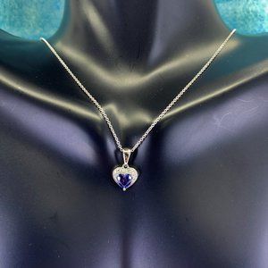 14K Gold Blue Sapphire & Diamond Pendant